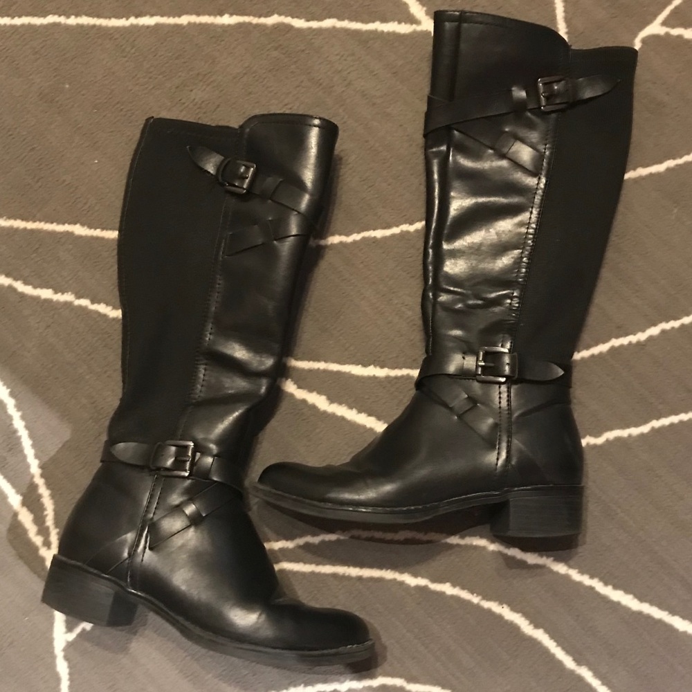 Black Leather Franco Sarto Riding Boots - Picture 2 of 6